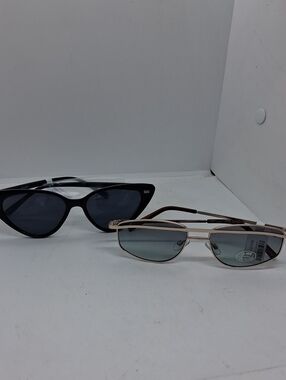 NWT 2 Pair Free People Sunglasses, Black Cateye, & Gold Framed Sunglasses